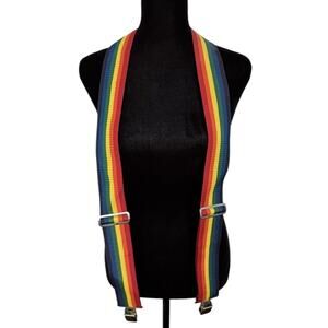 Clip on Rainbow Suspenders Custom Leathercraft #110 RB Cowhide Nylon Festival